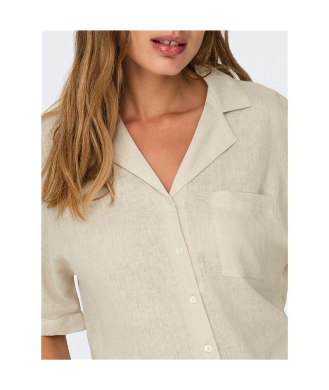 Camisa Only Onltokyo Ss Linen Bl Shirt Pnt Noos...