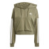 Sudadera Adidas 3Bandas French Terry Qz Hd Mujer Verde Oscuro/Blanco