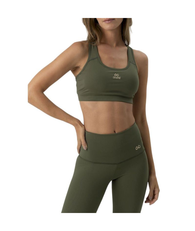Sujetador Deportivo de Fitness Ditchill Sport Bra Fire Mujer Verde Oscuro
