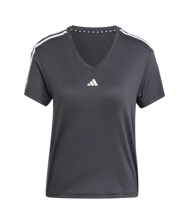 Camiseta de Fitness adidas Aeroready Essentials 3-Stripes V-Neck Mujer Negro