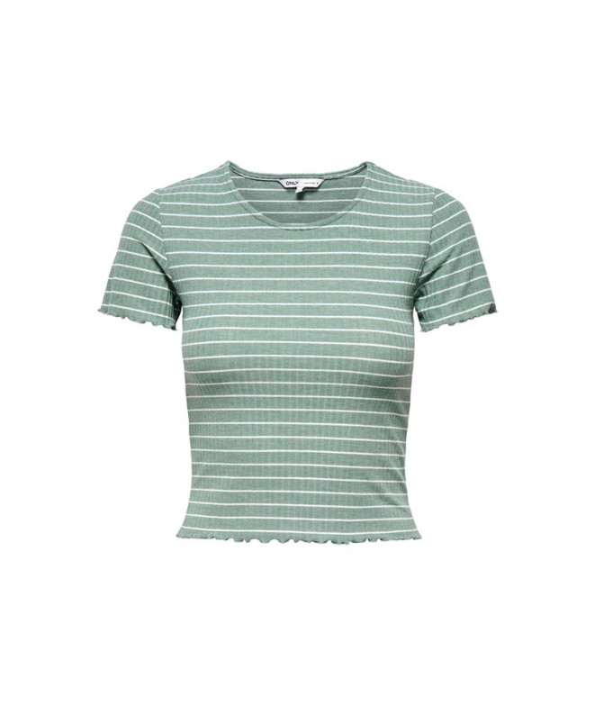 Camiseta Only Onlemma Stripe S/S Top Jrs Mujer Jadeite Stripes:Cloud Dancer