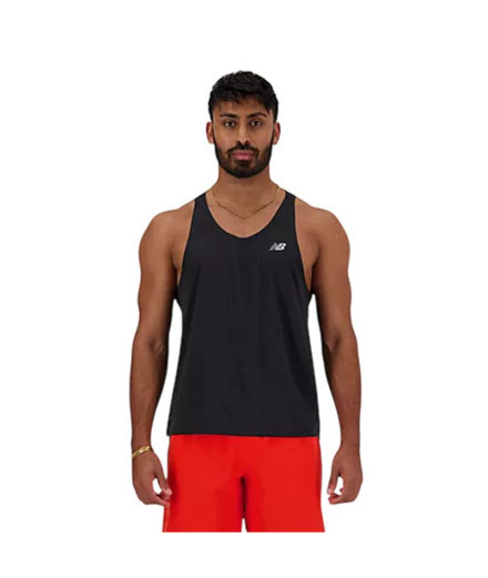 Camiseta New Balance Athletics Singlet Homem Preto Camiseta New Balance Athletics Singlet Homem Preto