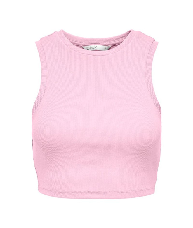 Camiseta Only Onlvilma S/L Cropped Tank Top Jrs Noos Mujer Rosa Lady