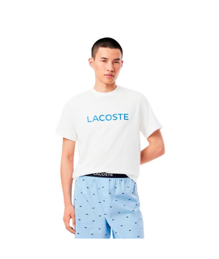 Camiseta de Pijama Lacoste Pyjama Tee-Shirt Homem Branco Camiseta de Pijama Lacoste Pyjama Tee-Shirt Homem Branco