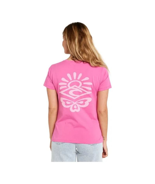 Camiseta Rip Curl Re-Entry Crew Tee Mulher Rosa...
