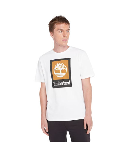 T-shirt Timberland Stack Logo Colored Blanc