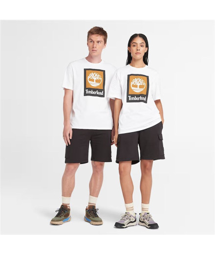 T-shirt Timberland Stack Logo Colored Blanc 2