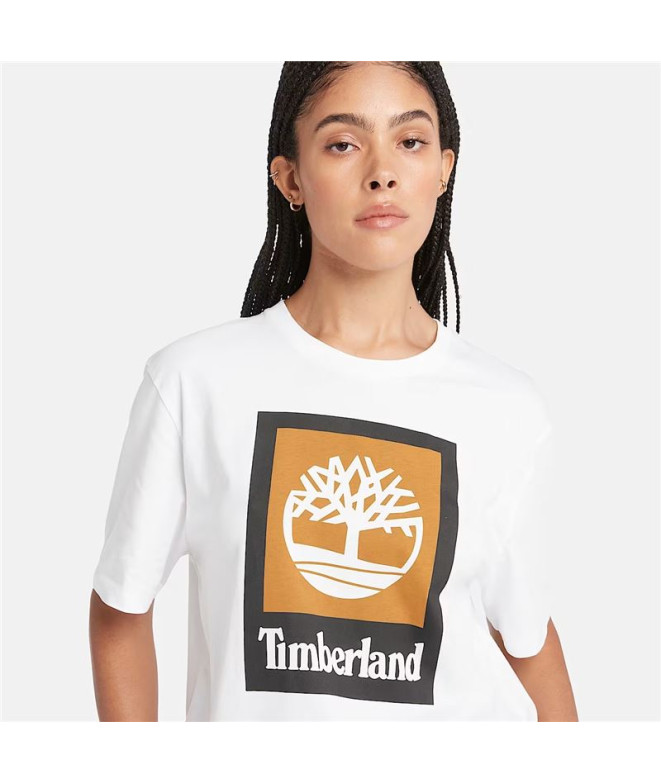 T-shirt Timberland Logo Empilé Coloré Blanc