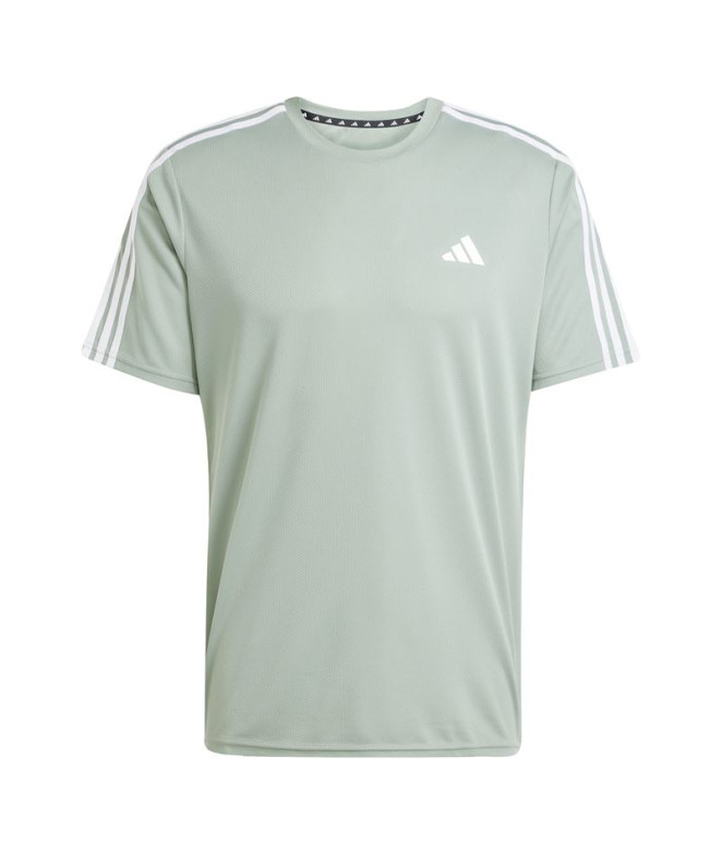 Camiseta de Fitness adidas Tr-Es Base 3Bandas Hombre Verde/Blanco