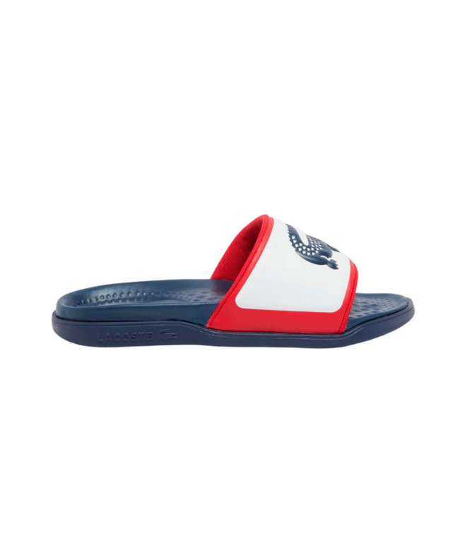 Chanclas Lacoste Serve Slide Dual 1252Cma Hombre Blanco/Azul Marino/Rojo