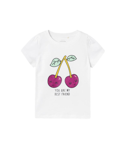 T-shirt nommez-le Nmfvibeke Capsl Fille Bright Blanc
