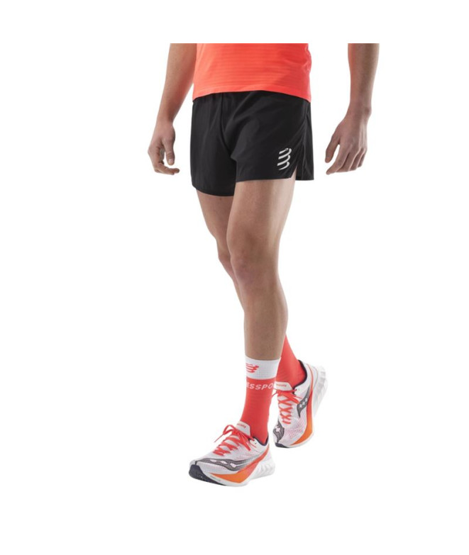 Pantalones de Running Compressport Racing Split Hombre Negro