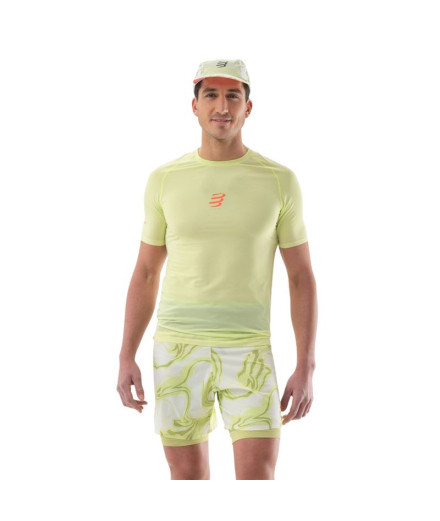 Camiseta de Trail Compressport Trail Racing Ss Homem Amarelo