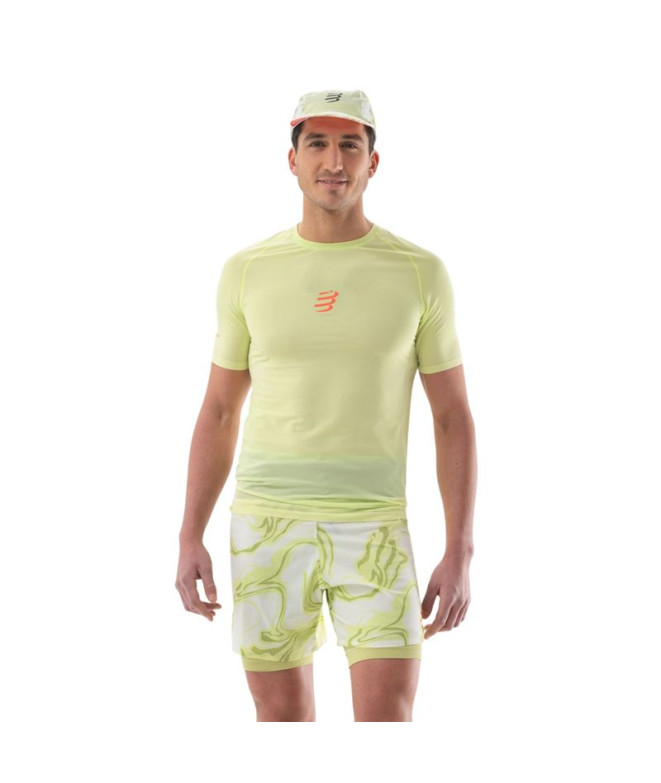 Camiseta de Trail Compressport Trail Racing Ss Hombre Amarillo