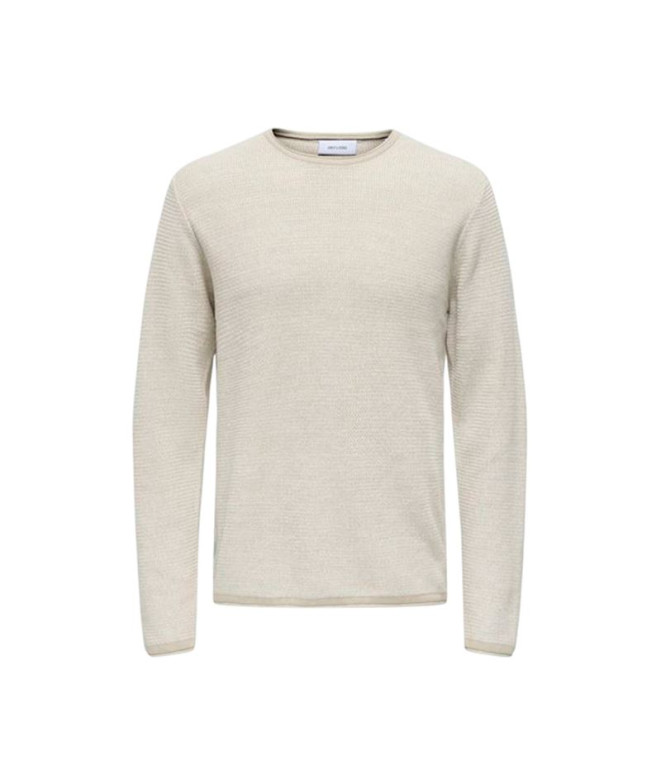 Camiseta Only & Sons Onseric Reg 12 Struc Crew Knit Silver Lining Hombre