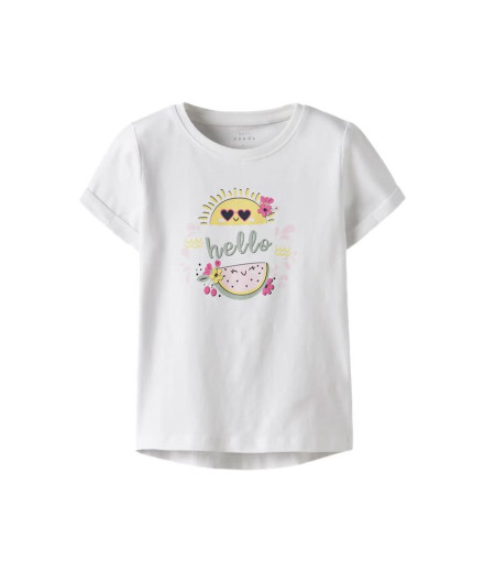 Camiseta nomeie como Nmfvix Infantil Bright Branco