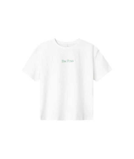 Camiseta Name it Nkffalaura Ss Infantil Branco/Verde