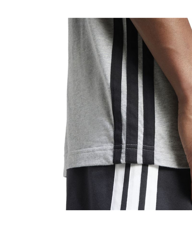 Camiseta adidas 3Bandas Sj Hombre Gris/Negro