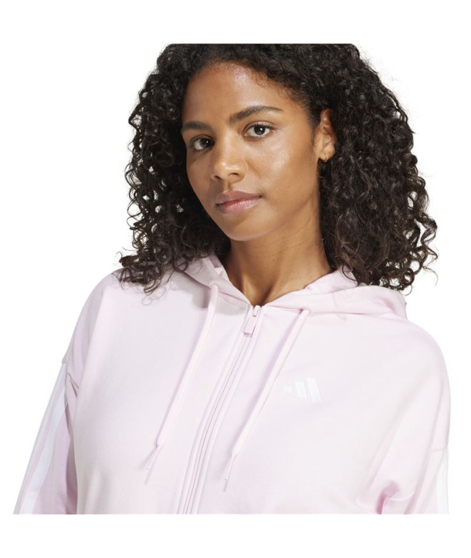 Sweat adidas 3Bandas French Terry Fz Hd Femme Rose