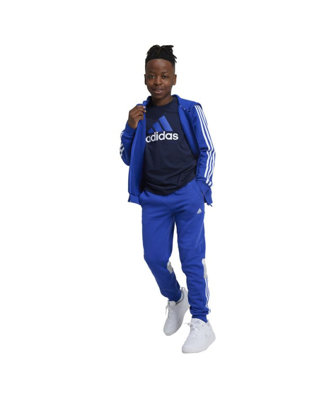 Casaco adidas Essentials 3 Bandas Fleece Fullzip Infantil Azul