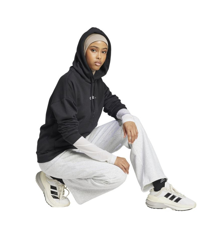 Sweat adidas Lin Fl Hd Femme Noir/Blanc
