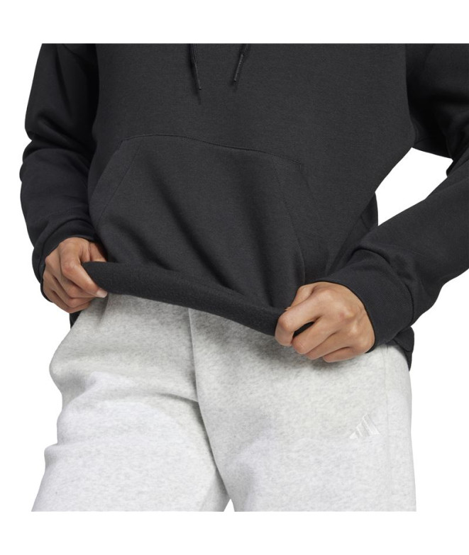 Sweat adidas Lin Fl Hd Femme Noir/Blanc