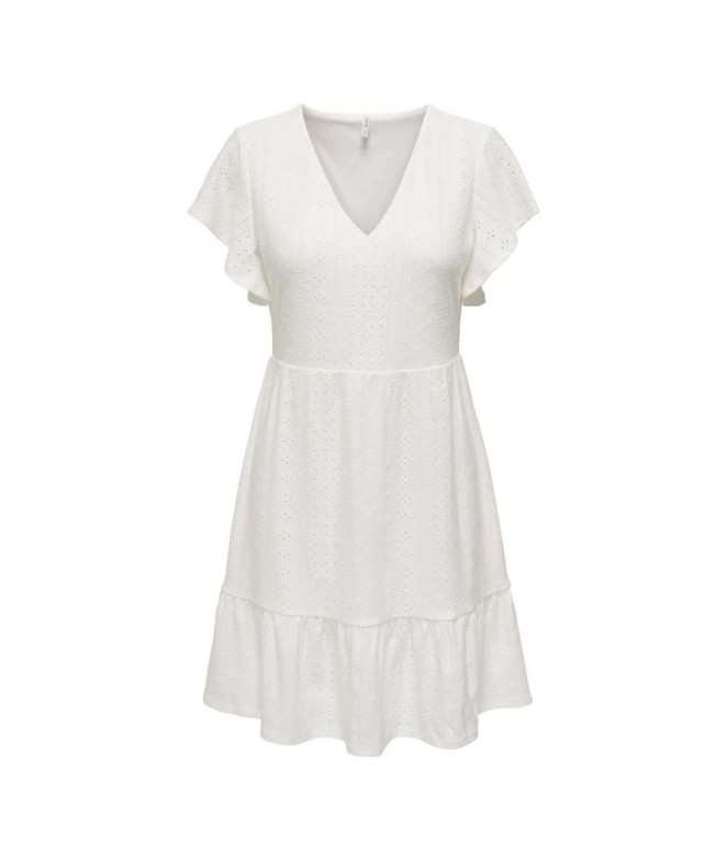 Vestido Only Onlsandra S/S V-Neck Dress Jrs Noos Mujer Cloud Dancer