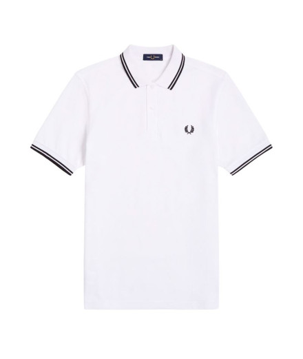 Polo Fred Perry Twin Tipped Fred Perry Homme Blanc