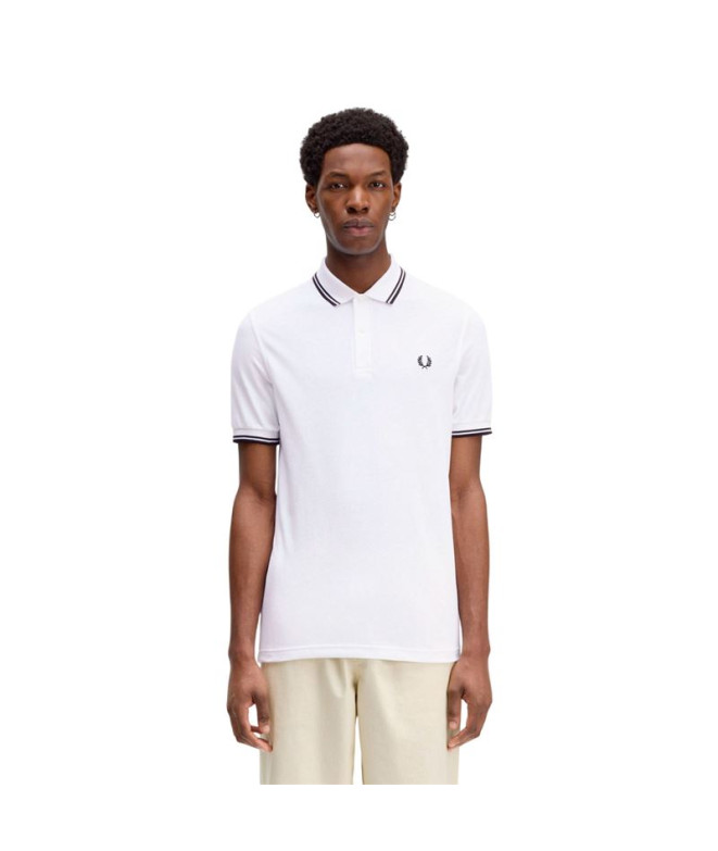 Polo Fred Perry Twin Tipped Fred Perry Homme Blanc