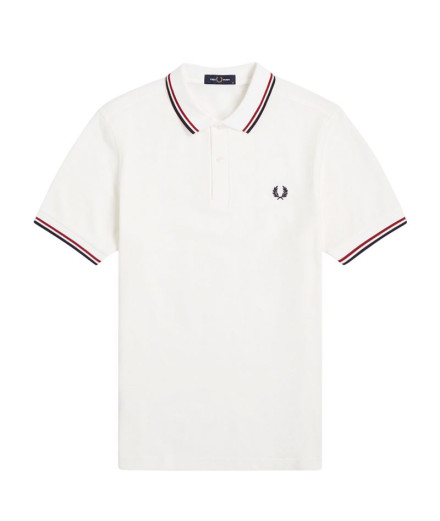 Polo Fred Perry Twin Tipped Fred Perry Homme Blanc