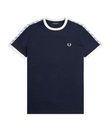 Camiseta Fred Perry Taped Ringer Hombre Azul Carbon Camiseta Fred Perry Taped Ringer Hombre Azul Carbon