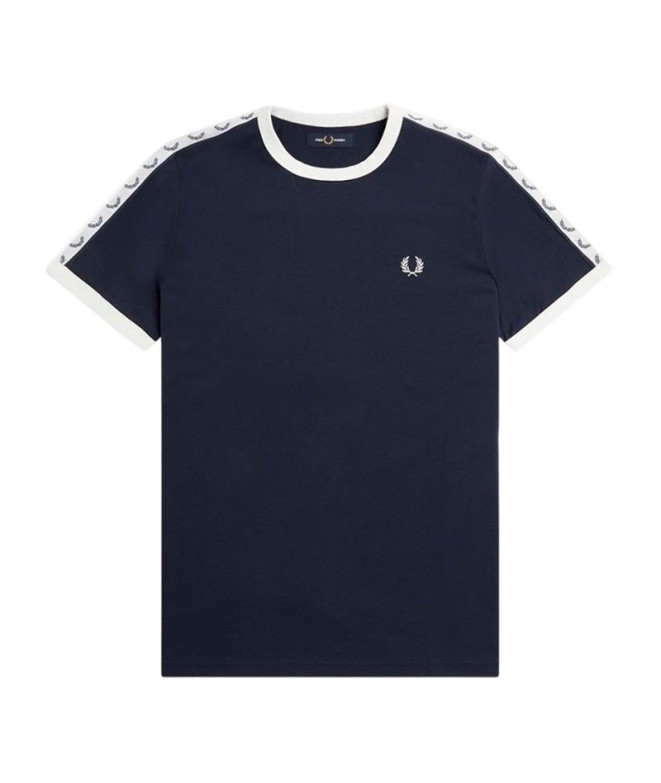 Camiseta Fred Perry Taped Ringer Hombre Azul Carbon