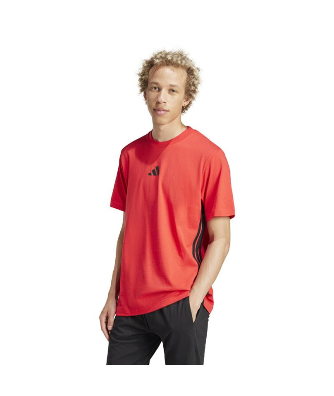 Camiseta adidas 3 Bandas Sj Hombre Rubpur/Negro