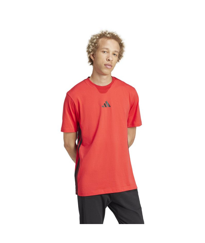 Camiseta adidas 3 Bandas Sj Hombre Rubpur/Negro