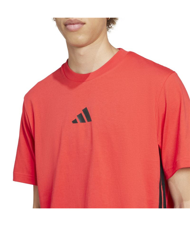 Camiseta adidas 3 Bandas Sj Hombre Rubpur/Negro