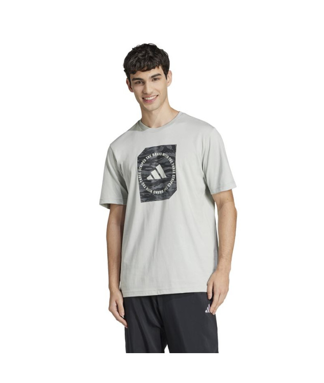 T-shirt adidas Camo Box Homme Argent