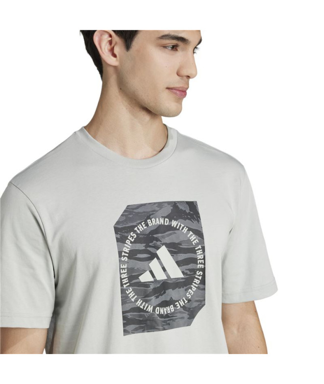 Camiseta adidas Camo Box Homem Prata