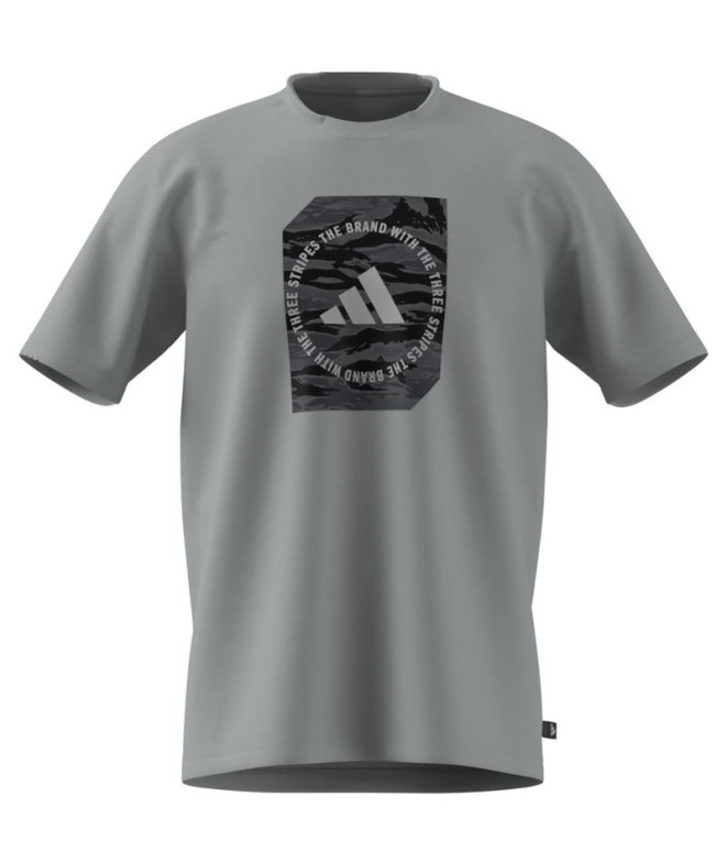 T-shirt adidas Camo Box Homme Argent