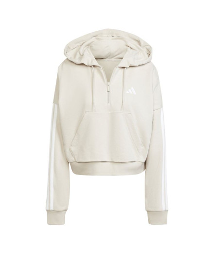 Sudadera adidas 3Bandas French Terry Qz Hd Mujer Azul/Blanco