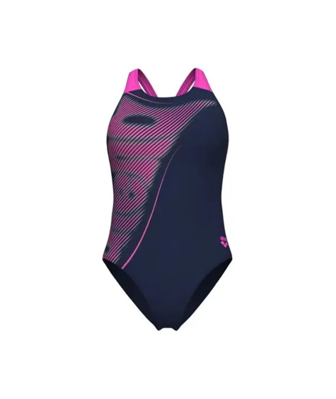 Bañador de Natación Arena Bright Glare Mujer Azul Marino/Rosa