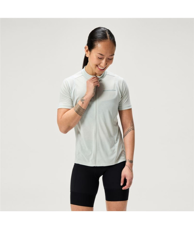 Camiseta de Ciclismo Endura Loop S/S Zipped Mgy Mujer Mains Gris