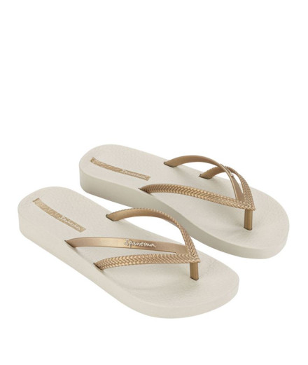 Chinelos Ipanema Bossa Soft V Mulher Bege/Ouro