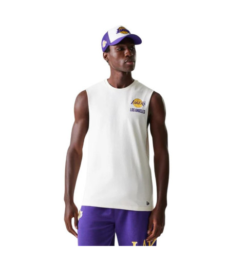 Camiseta Tirantes New Era LA Lakers NBA Hombre Blanco Atmósfera