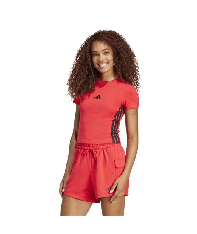 T-shirt adidas 3 Bandes Sj Bébé Femme Rubpur/Noir