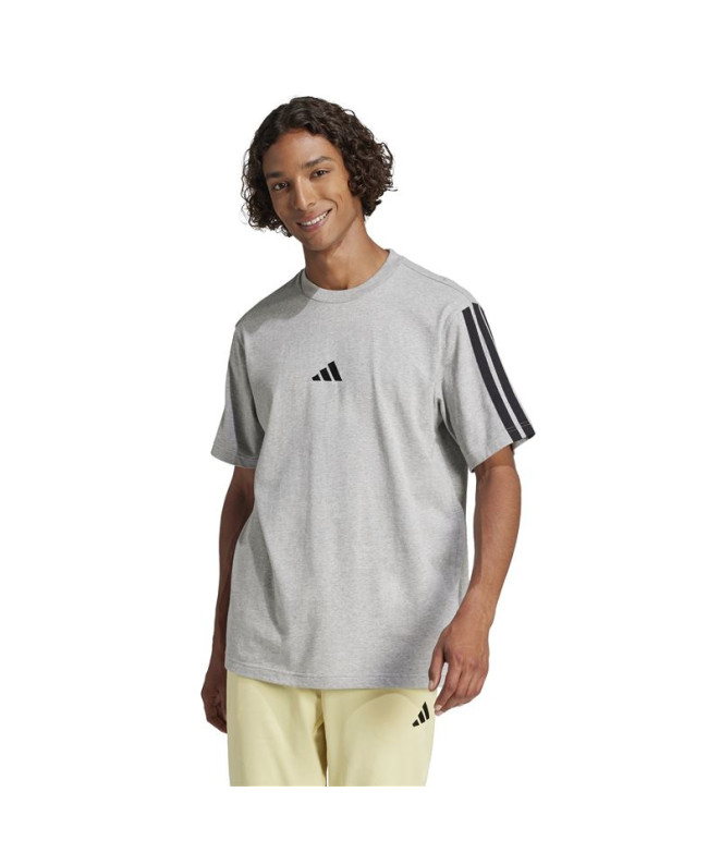 Camiseta adidas 3 Bandas Sj Homem Cinza/Preto