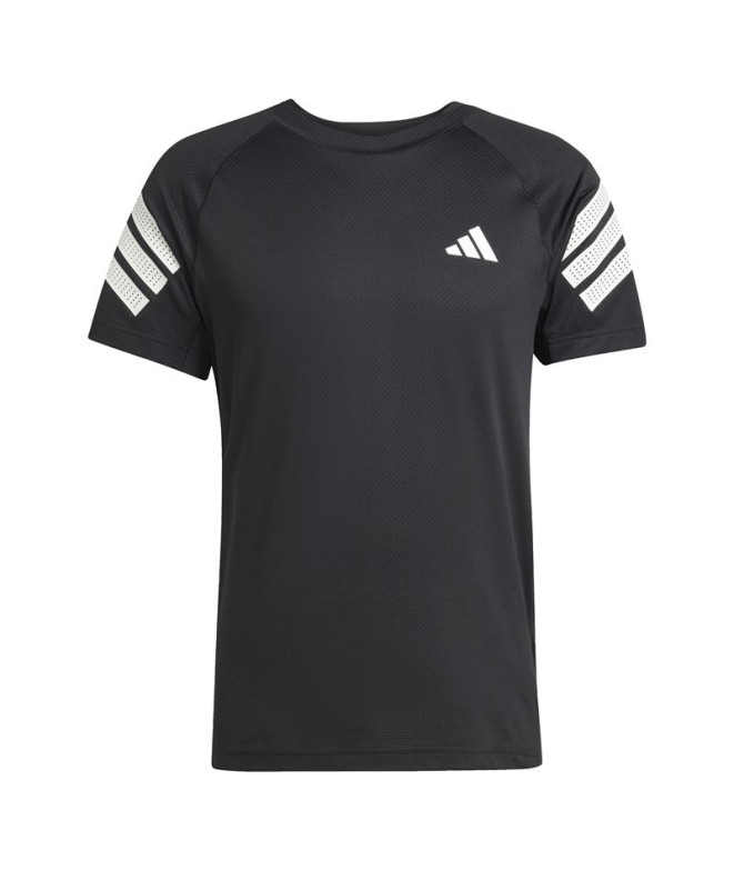 Camiseta de Fitness adidas Gym+ 3 Bandas Hombre Negro/Blanco