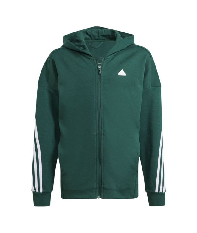 Chaqueta adidas Future Icons 3 Bandas Full Zip Hooded Infantil Verde Oscuro