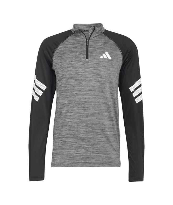 Camiseta de Fitness adidas Gym+ 3 Bandas 1/4 Zip Homem Preto/Branco