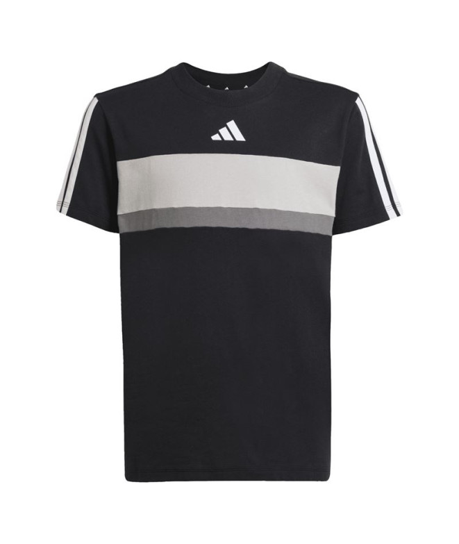 Camiseta adidas 3 Bandas Tib Infantil Negro/Blanco