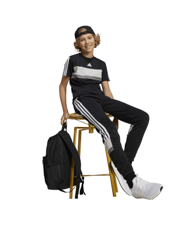 Camiseta adidas 3 Bandas Tib Infantil Preto/Branco